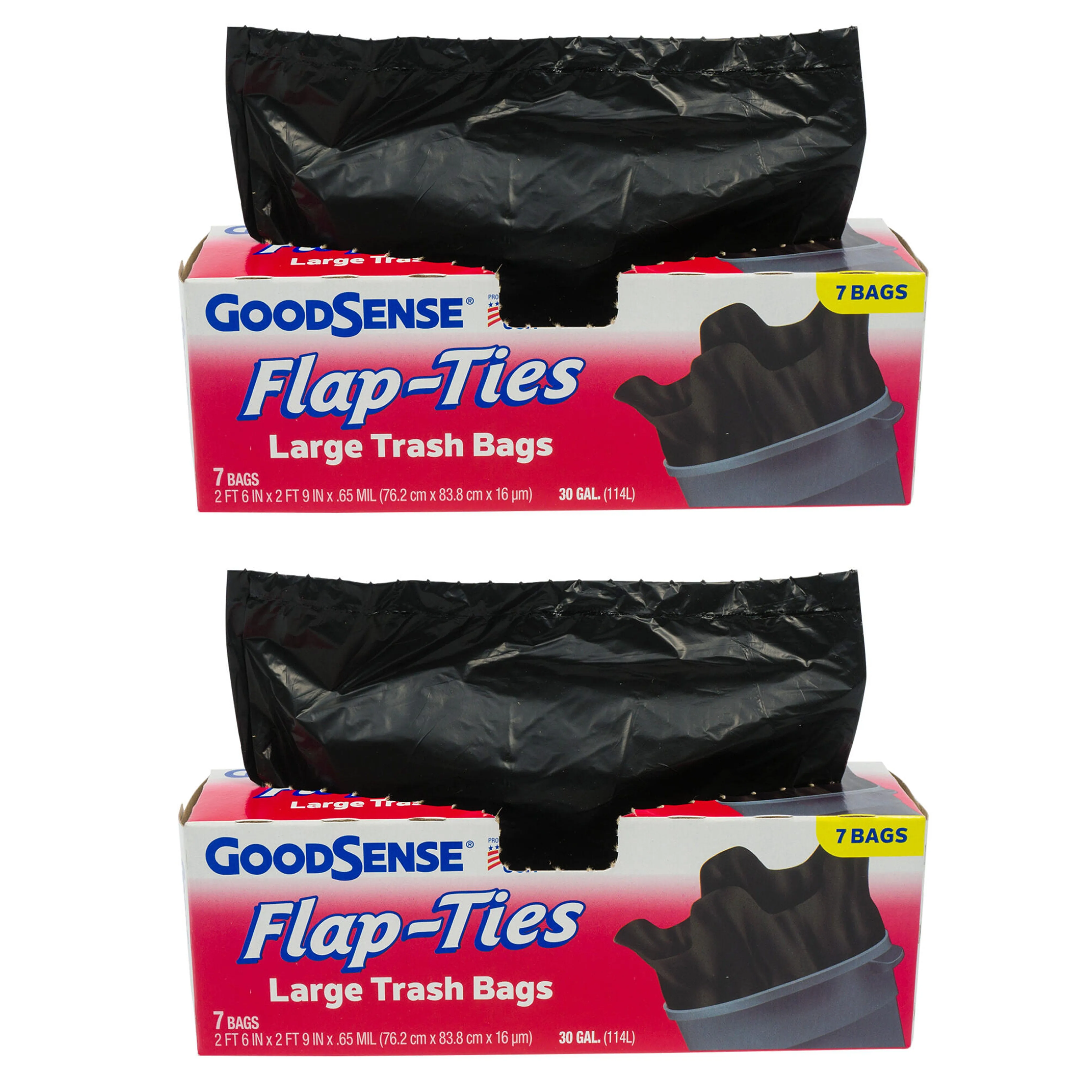 14 Ct Large 30 Gallon Trash Bags Capacity Flap Tie Home Garden Multi Use Black