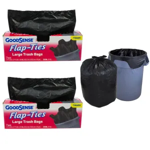 14 Ct Large 30 Gallon Trash Bags Capacity Flap Tie Home Garden Multi Use Black