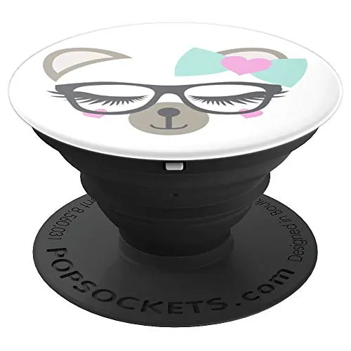 Amazon.com: Animal Faces Series (Bear in Glasses and Bow, heart) - PopSockets Grip and Stand for Phones and Tablets: Cell Phones & Accessories