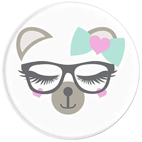 Amazon.com: Animal Faces Series (Bear in Glasses and Bow, heart) - PopSockets Grip and Stand for Phones and Tablets: Cell Phones & Accessories
