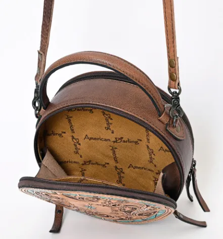 American Darling Canteen Bag Hand Tooled Genuine Leather Western Women Bag ADBG1188