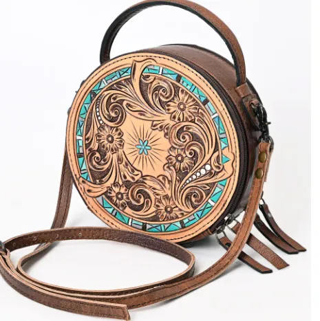 American Darling Canteen Bag Hand Tooled Genuine Leather Western Women Bag ADBG1188