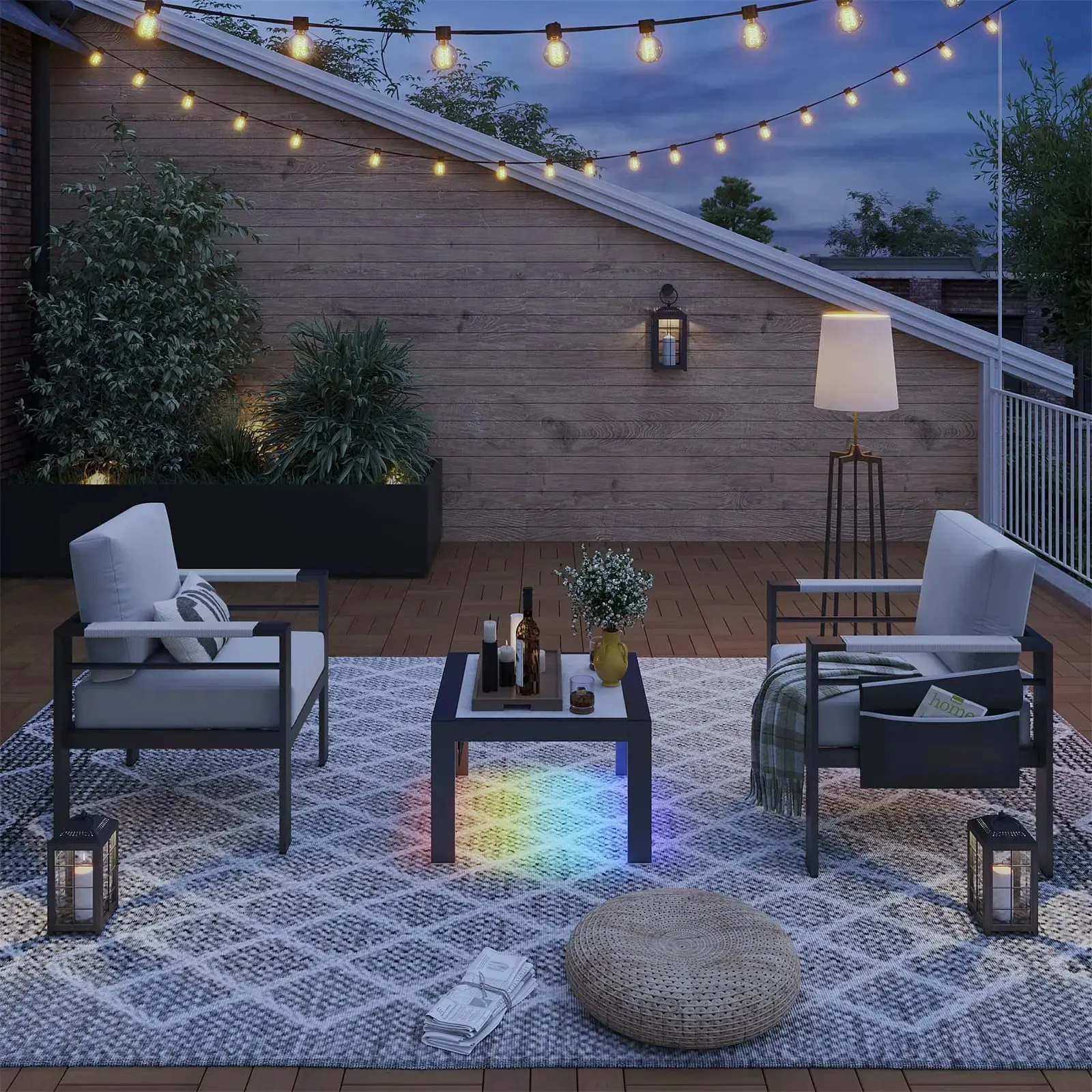 Bestier LED Aluminum Patio Side Table