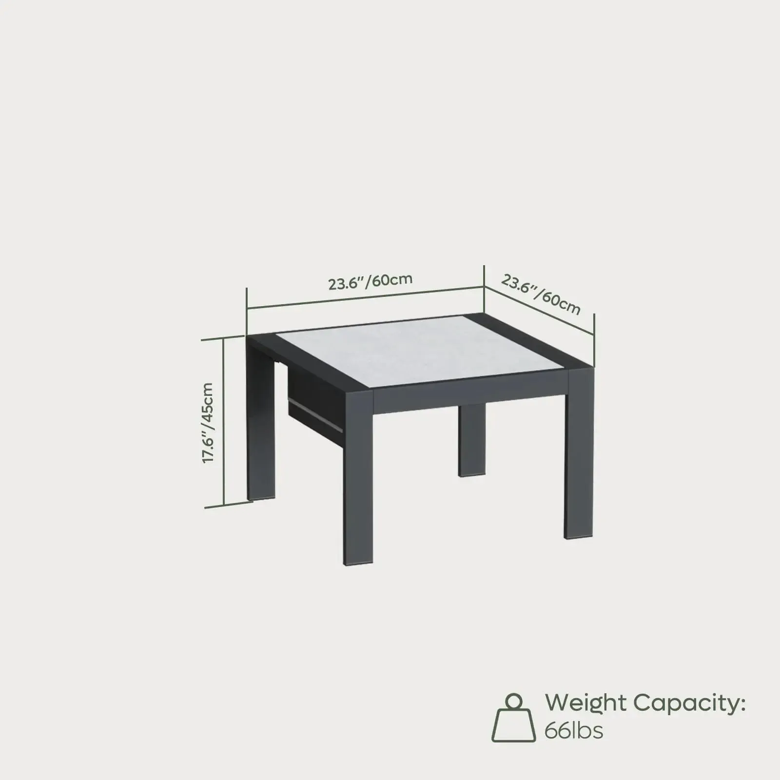 Bestier LED Aluminum Patio Side Table
