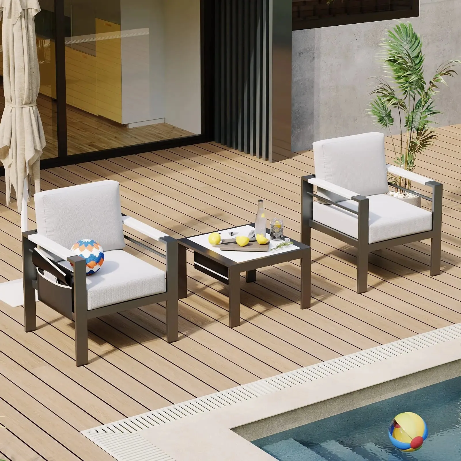Bestier LED Aluminum Patio Side Table