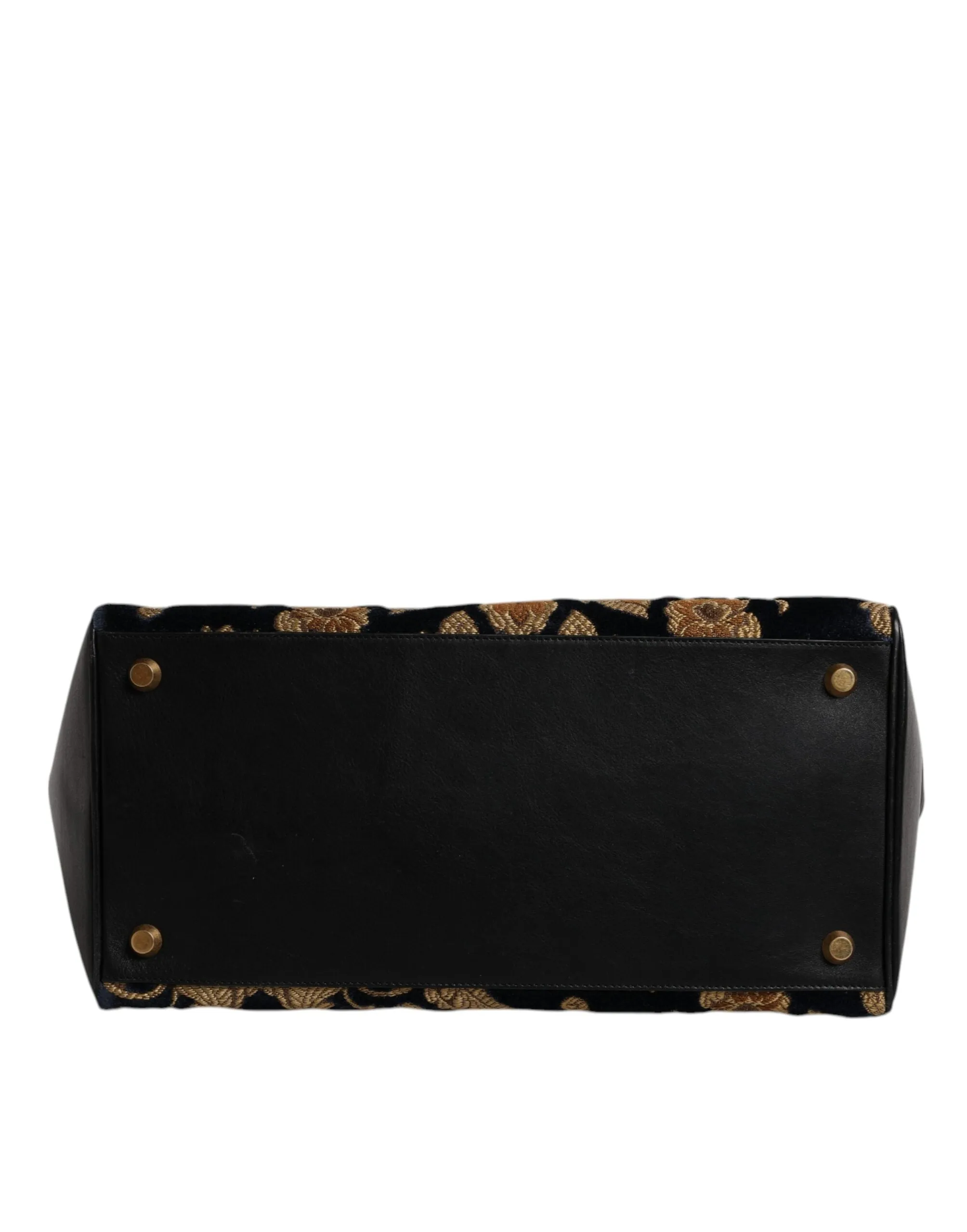 Black Floral Jacquard Handbag Shoulder Tote Bag