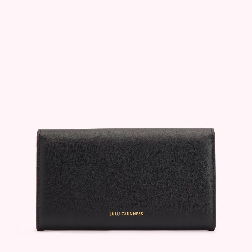BLACK SOLID LIP PAULIE WALLET