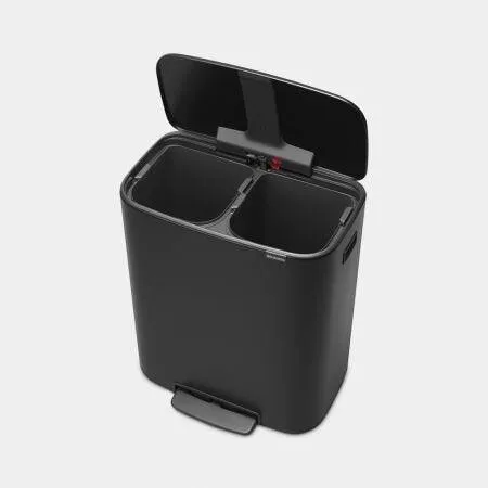 Brabantia 60L 2 Compartment Bo Pedal Bin - Matt Black | 211508