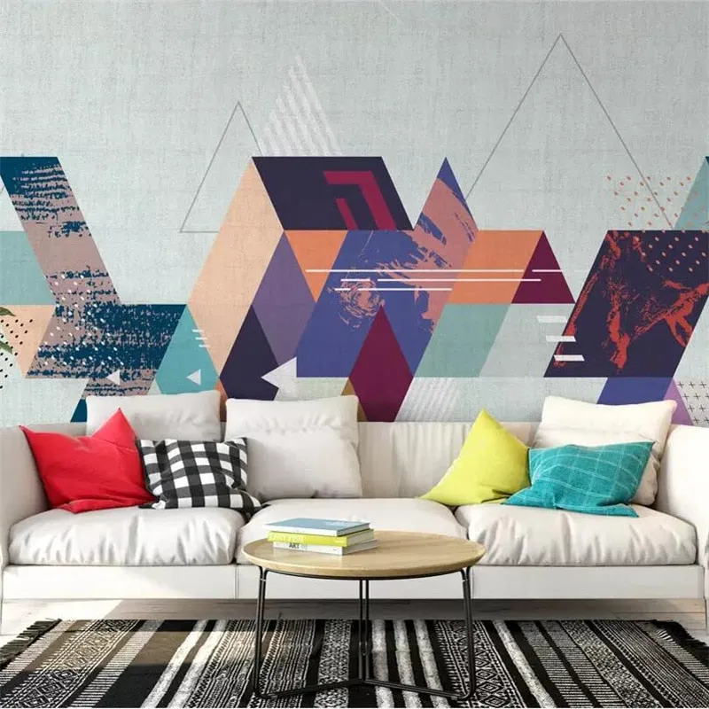 Custom Wallpaper Mural Abstract Colorful Geometric Pattern (㎡)