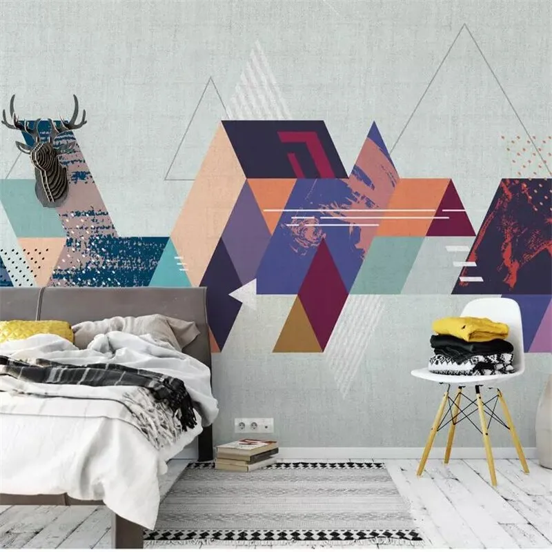Custom Wallpaper Mural Abstract Colorful Geometric Pattern (㎡)