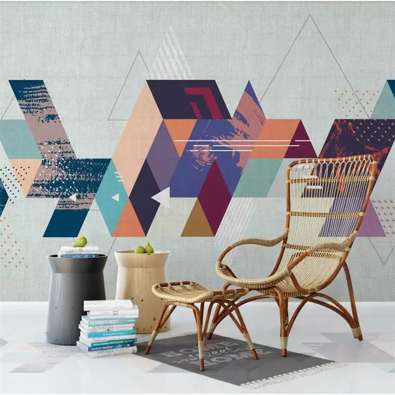 Custom Wallpaper Mural Abstract Colorful Geometric Pattern (㎡)
