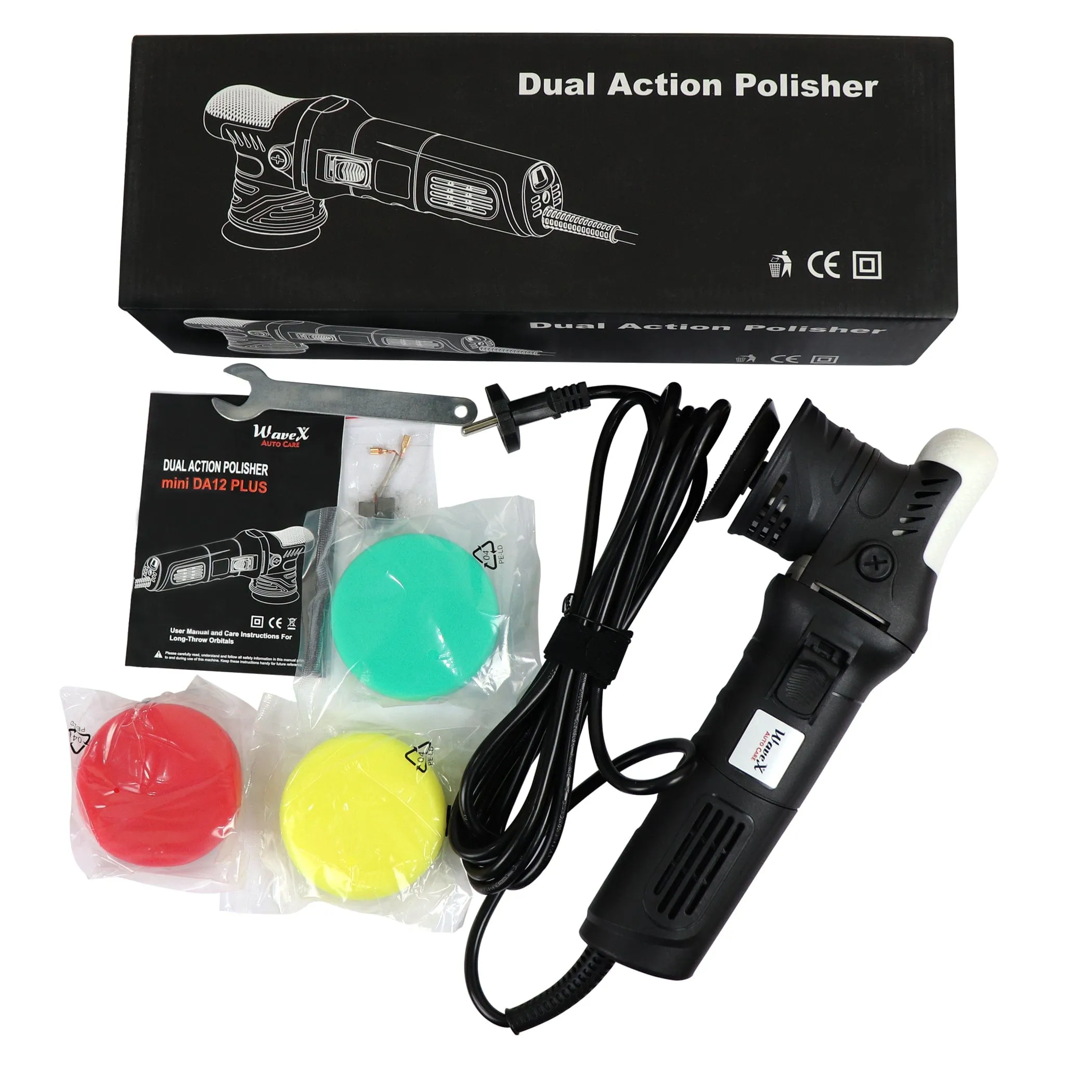 DA12 Mini Dual Action Polisher Machine with 3 inch (12 mm) backing plate for waxing, polishing and paint correction