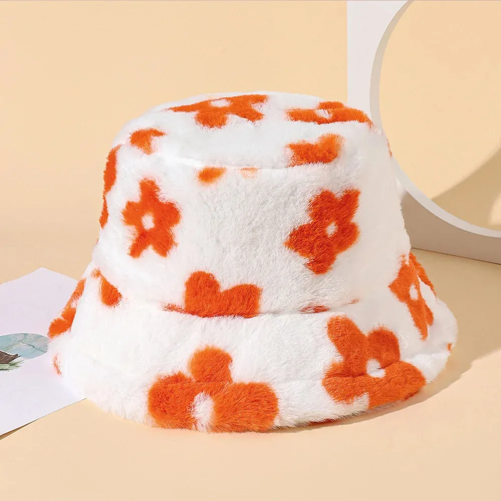 Floral Plush Bucket Hat