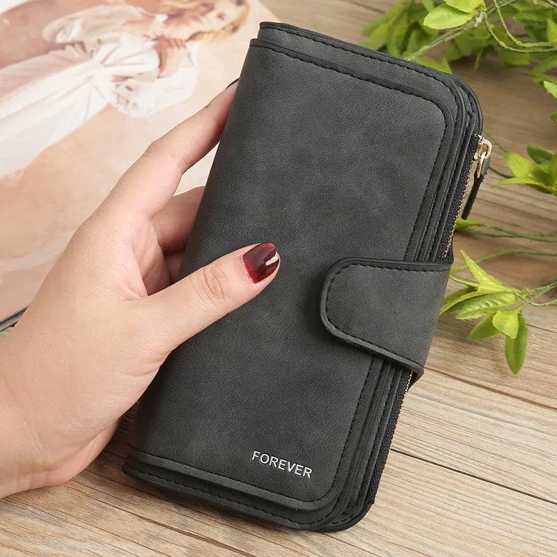 Internet Celebrity New Ladies' Purse Frosted Coin Purse PU Leather Clutch Bag Multi-Purpose Long Wallet Large Capacity Card Holder