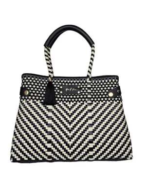Less Pollution Convertible Handbag - Luxe Ivory Black.