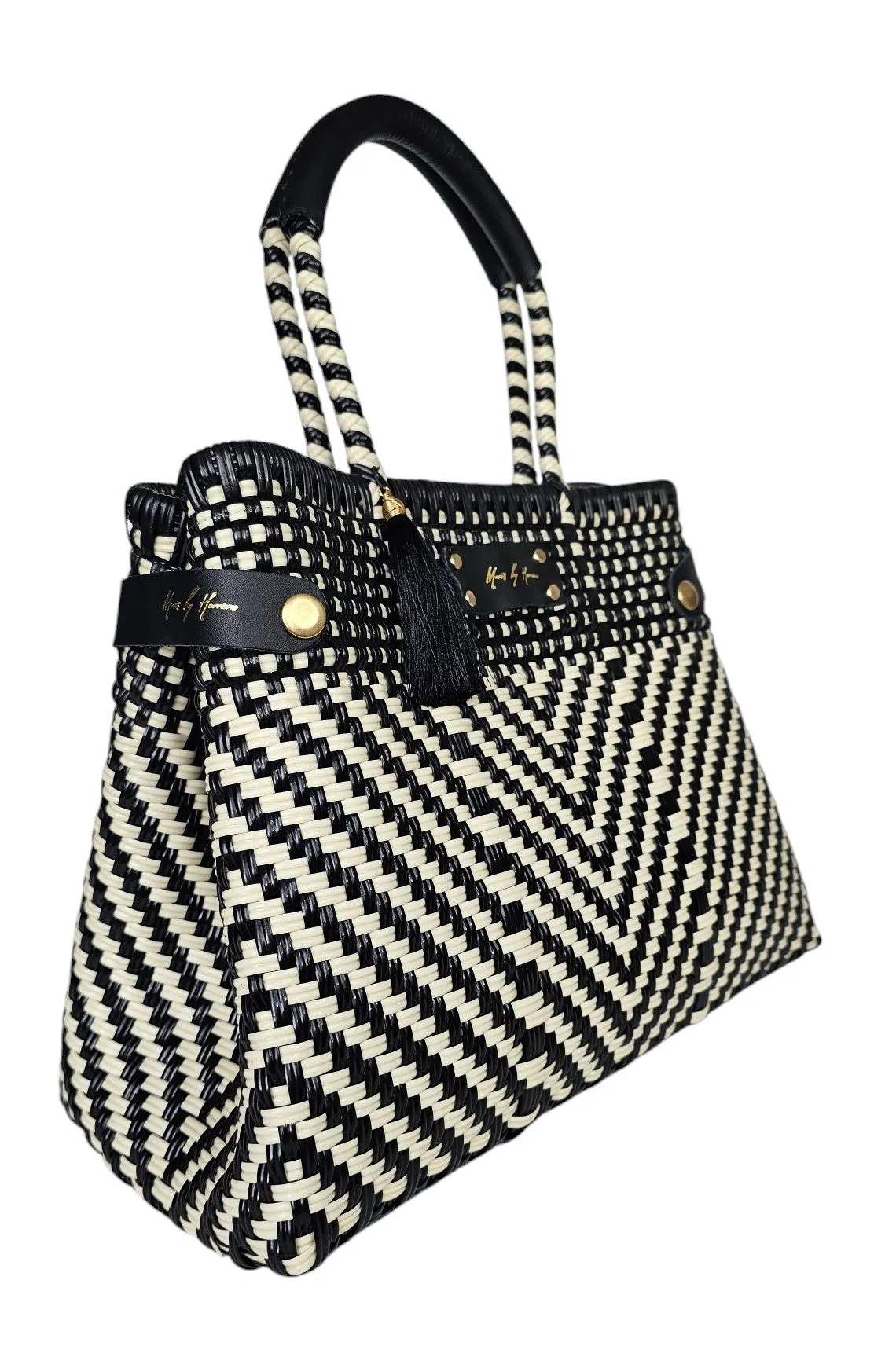Less Pollution Convertible Handbag - Luxe Ivory Black