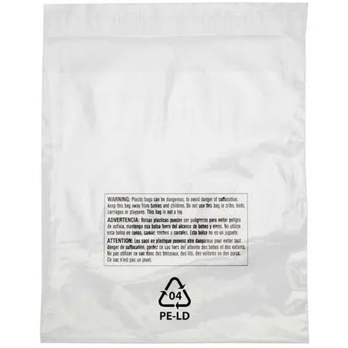 Lip & Tape Self Sealing Suffocation Warning Bags (Vented) 16 x 24 x 1.5 mil