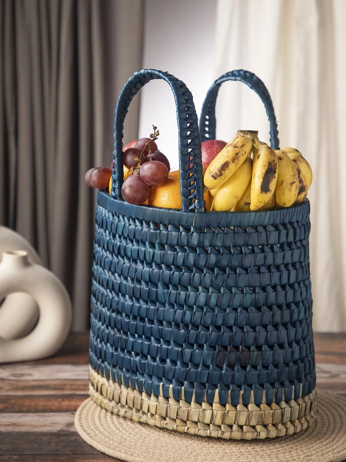 Market Basket Basket Large - Dark Blue
