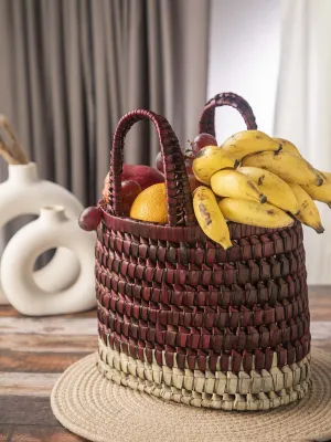 Market Basket Basket Small - Maroon