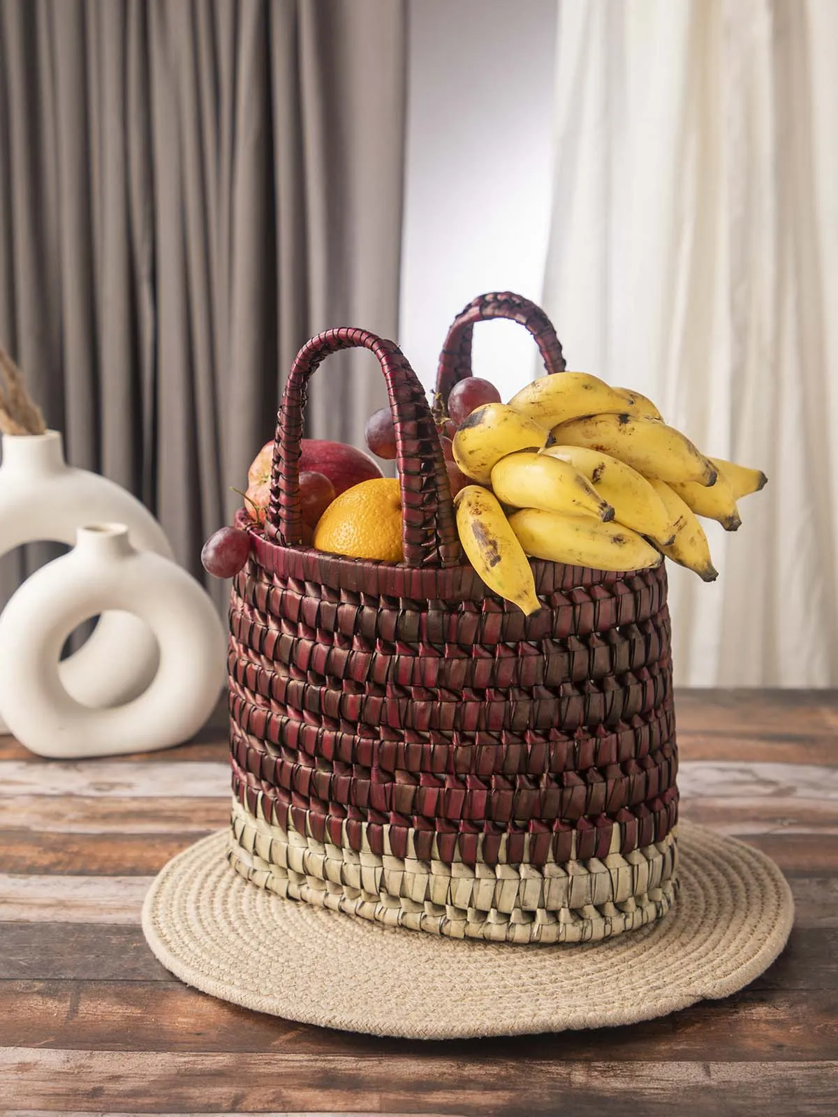 Market Basket Basket Small - Maroon
