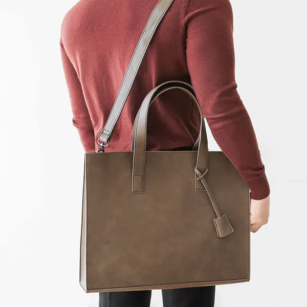 Men Leather Shoulder Bag Large Capacity Handbag