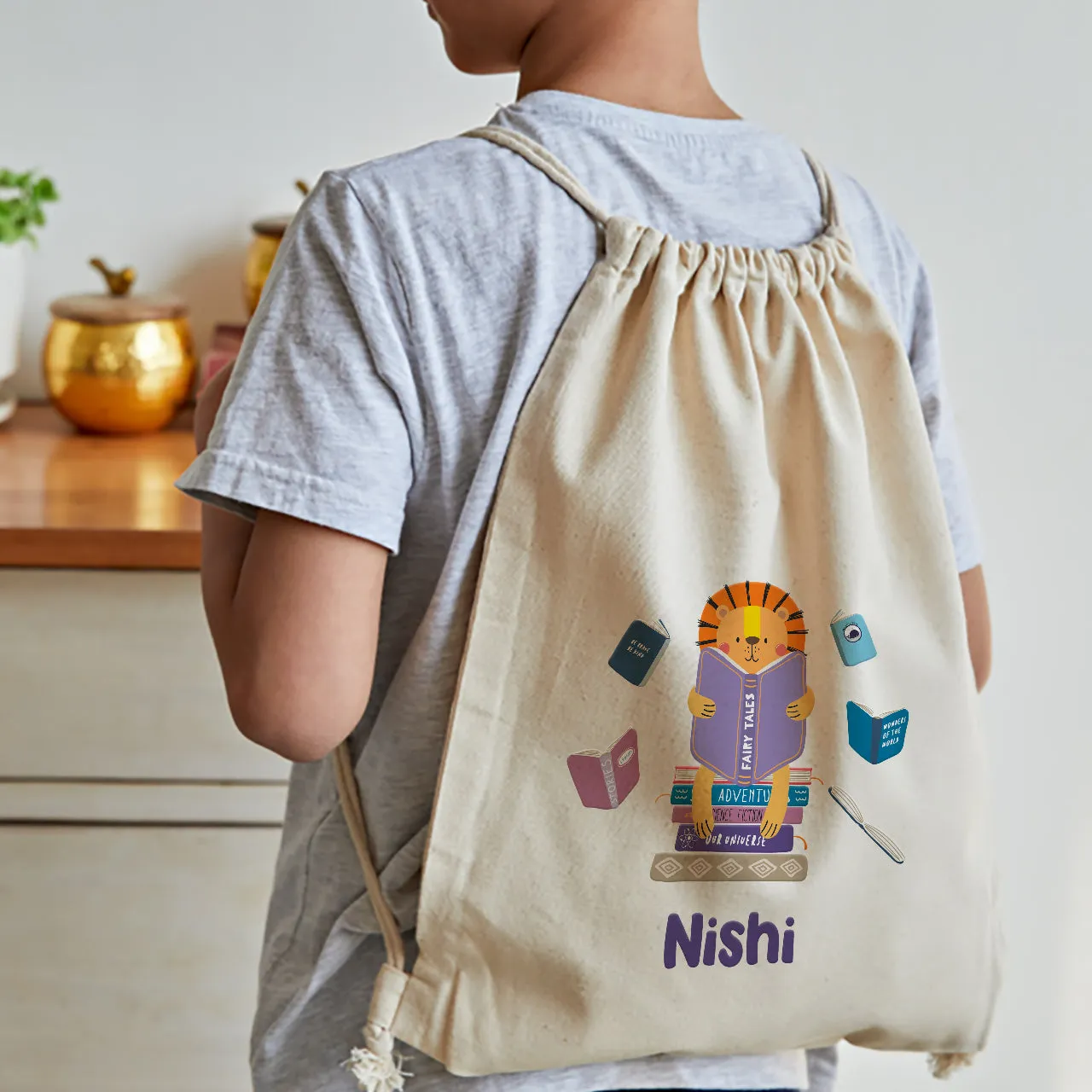 Personalised Drawstring Bag - Animal Library