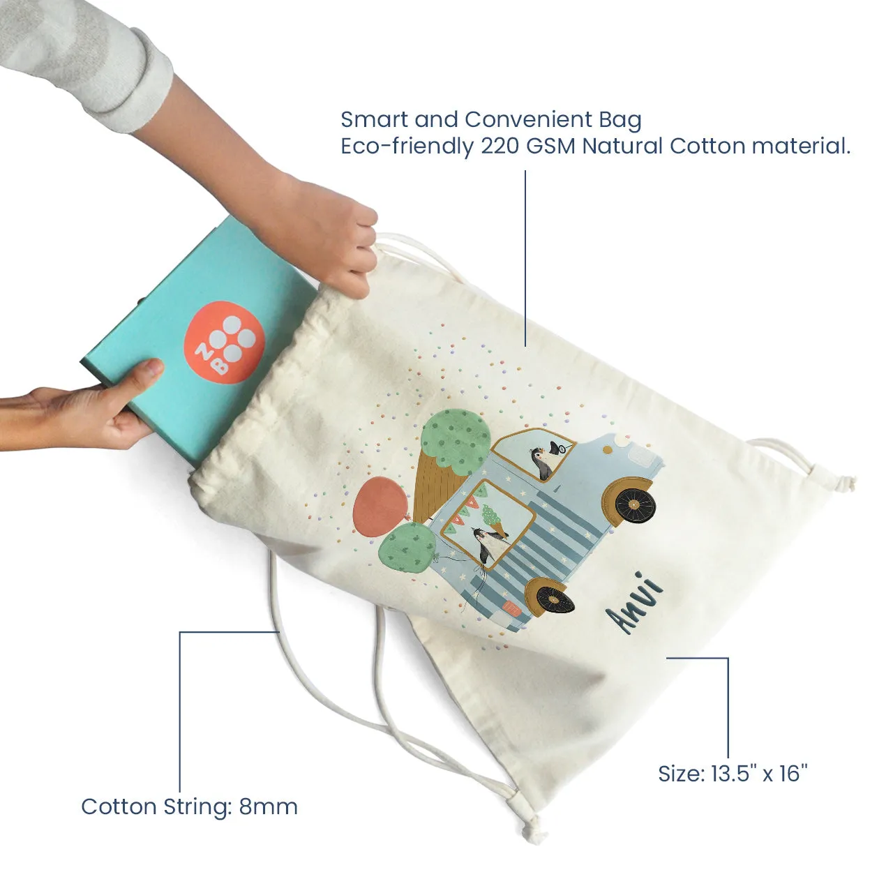 Personalised Drawstring Bag - Ice Cream Fun