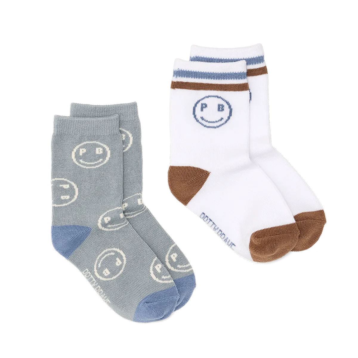 Pretty Brave 2-Pack Smiley Socks - Sage/White
