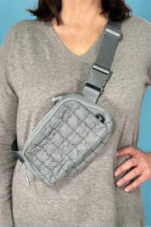 Quilted Puffer Belt Bag - Grey