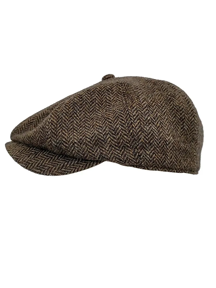 Vintage Octagonal Cap Herringbone Wool Beret - Unisex Hat