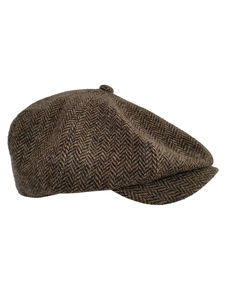 Vintage Octagonal Cap Herringbone Wool Beret - Unisex Hat