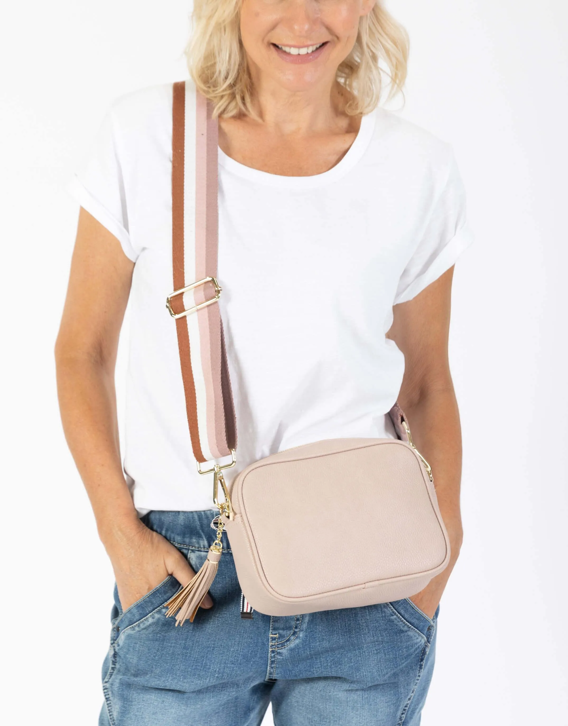 Zoe Crossbody Bag - Pink & Fuchsia Stripe